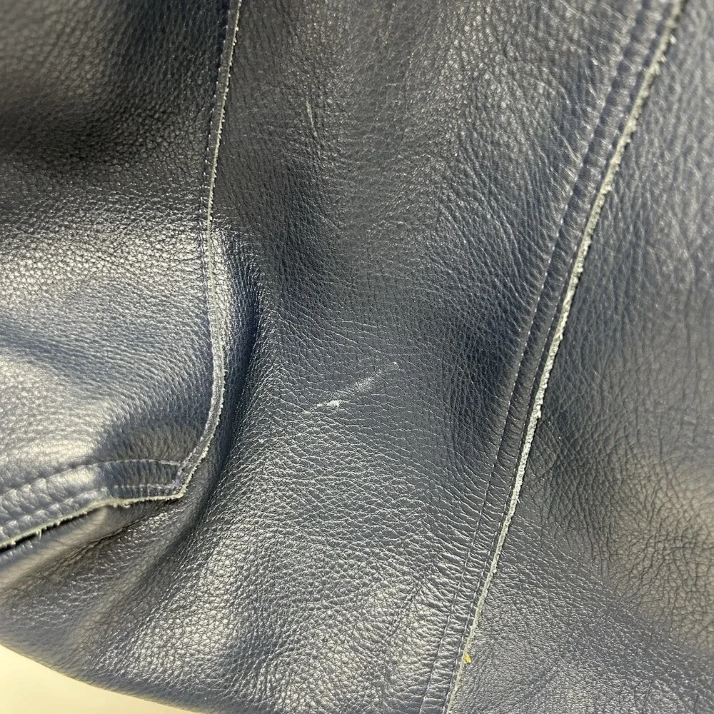 Rough and Tumble Leather Hobo Slouch Tote Bag Blue Pockets Made in Maine - Picture 5 of 16
